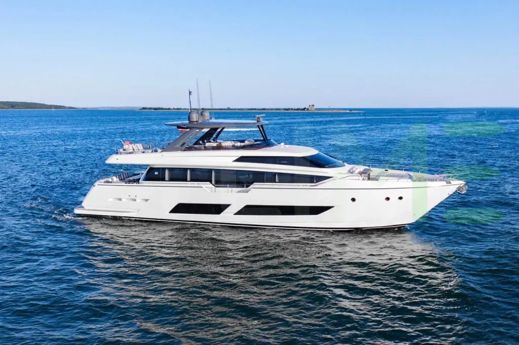 White Isla Marie yacht for sale and price, showing the details and features of the interior and exterior available for purchase from LIME Yachts and Brokerage located in Fort Lauderdale Florida.