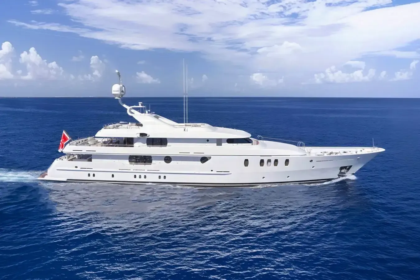 Jaz yacht, a 164 ft Amels luxury superyacht underway, 50 meters, built in 1997, 2019.