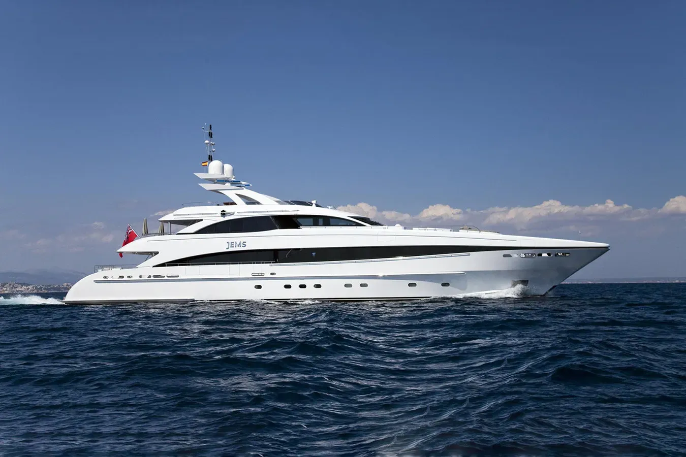 Jems yacht, a 144 ft Heesen luxury superyacht underway, 44 meters, built in 2009.