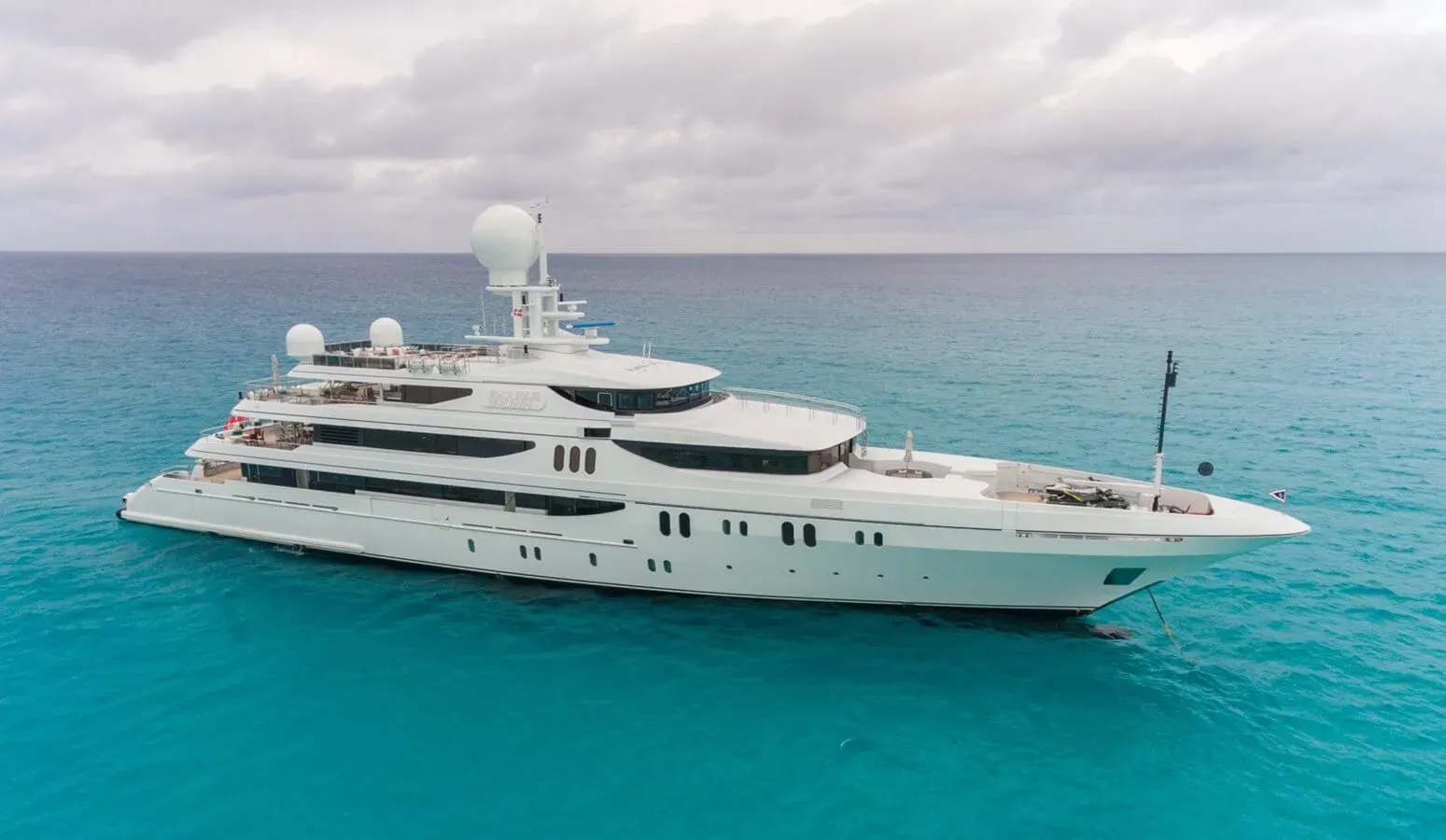 Joia the Crown Jewel yacht, a 214 ft Codecasa luxury superyacht underway, 65.23 meters, built in 2010, 2023.