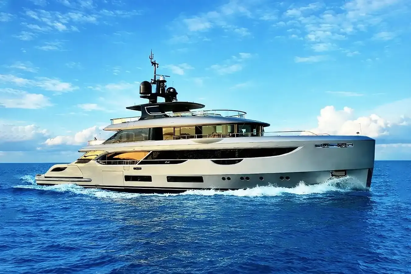 Joy yacht, a 133 ft Benetti luxury superyacht underway, 40.8 meters, built in 2021.