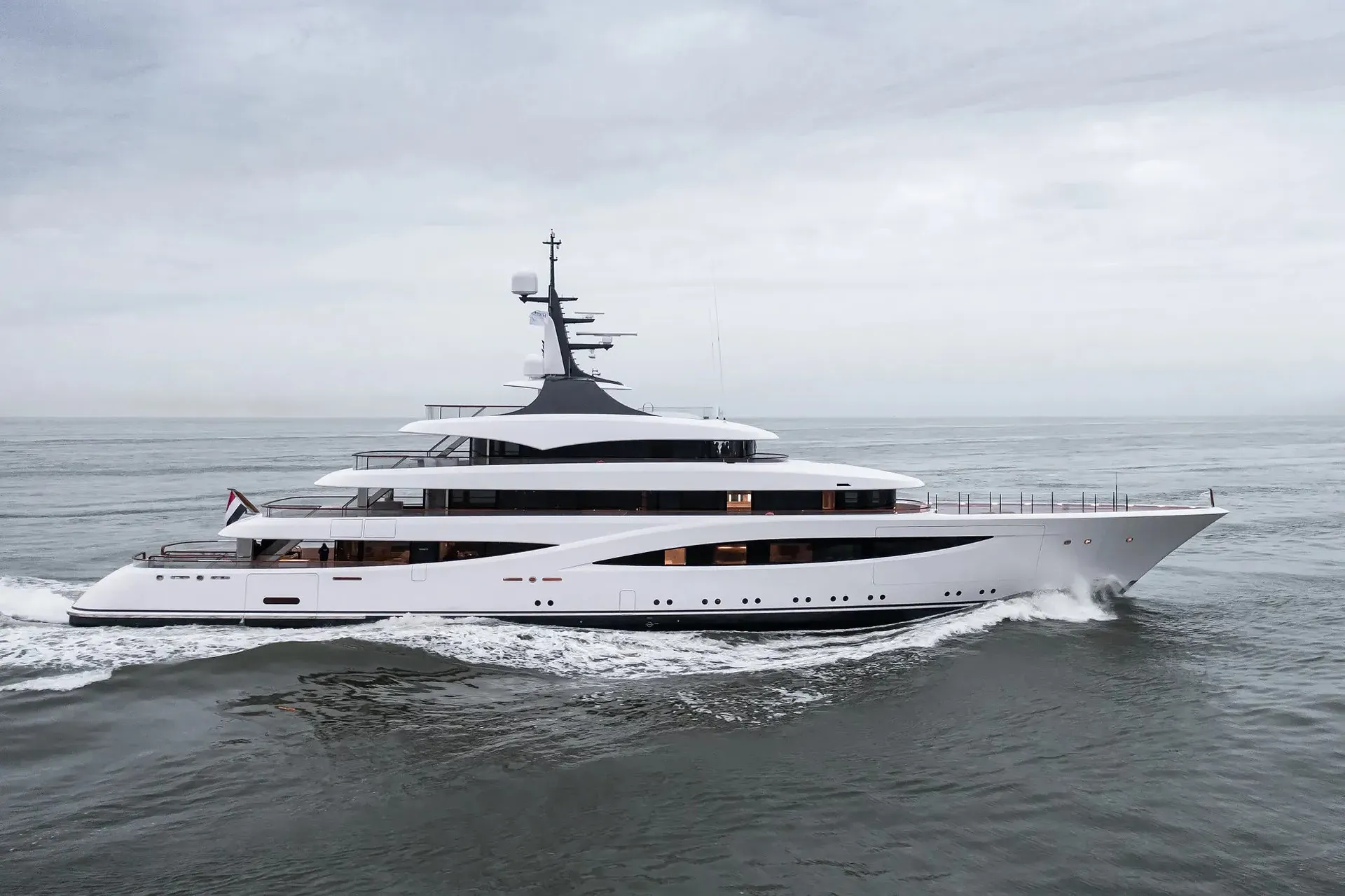Juice yacht, a 233 ft Feadship luxury superyacht underway, 71.1 meters, built in 2022.