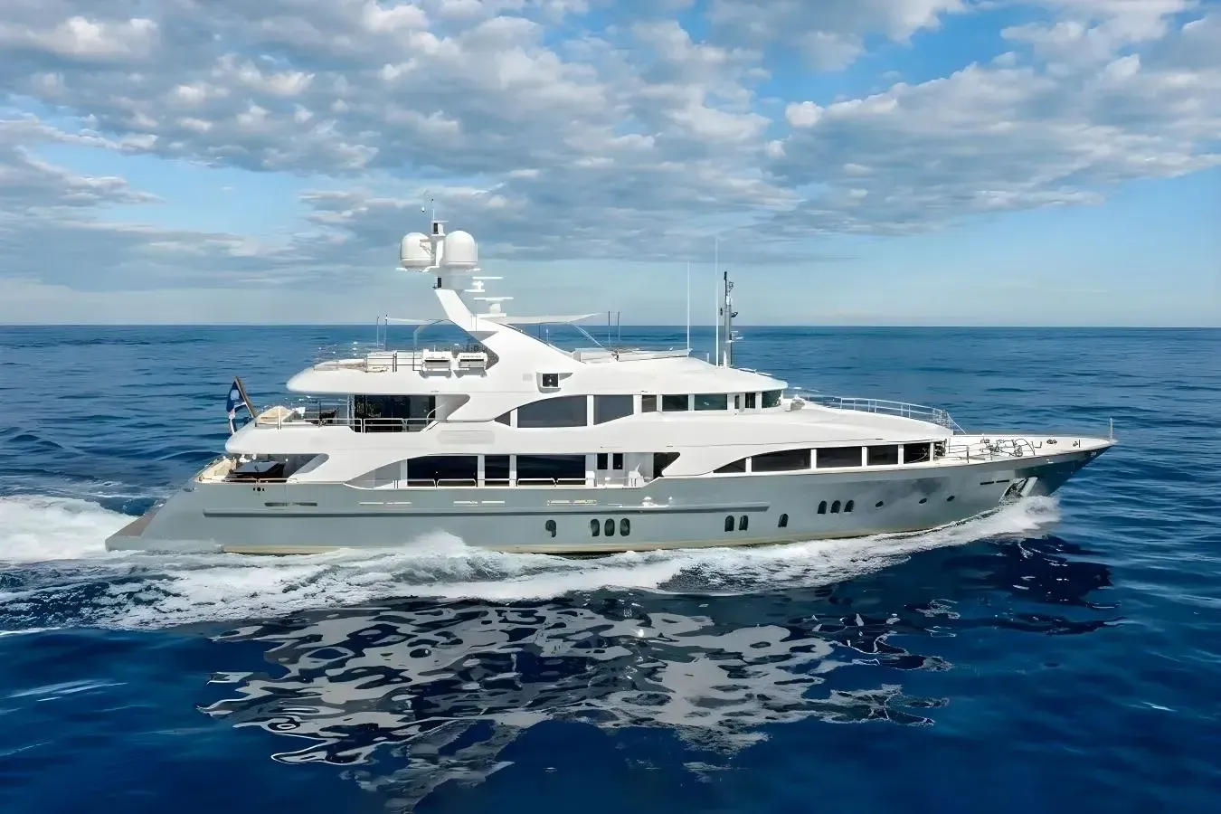 Justa Delia yacht, a 145 ft Benetti luxury superyacht underway, 44.2 meters, built in 2008, 2024.