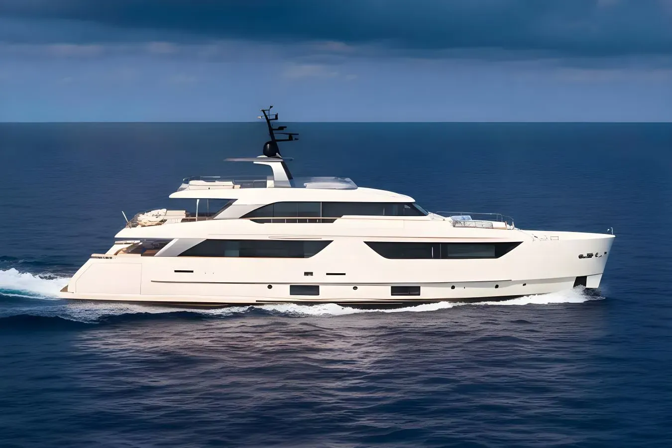 K2 yacht, a 117 ft Sanlorenzo luxury superyacht underway, 35.75 meters, built in 2024.