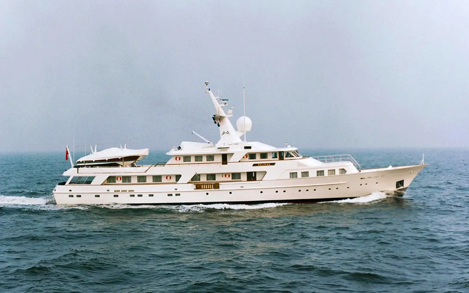Kalinga yacht, a 176 ft Feadship luxury superyacht underway, 53.7 meters, built in 1982, 1995.