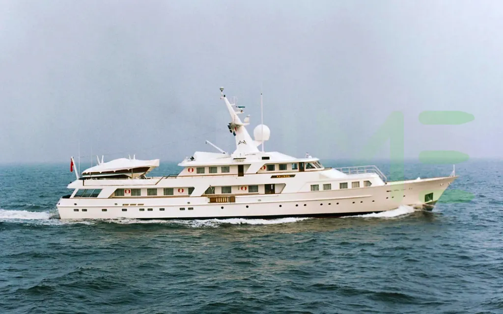 White Kalinga yacht for sale and price, showing the details and features of the interior and exterior available for purchase from LIME Yachts and Brokerage located in Fort Lauderdale Florida.