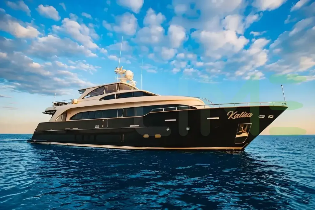 White Kalisa yacht for sale and price, showing the details and features of the interior and exterior available for purchase from LIME Yachts and Brokerage located in Fort Lauderdale Florida.