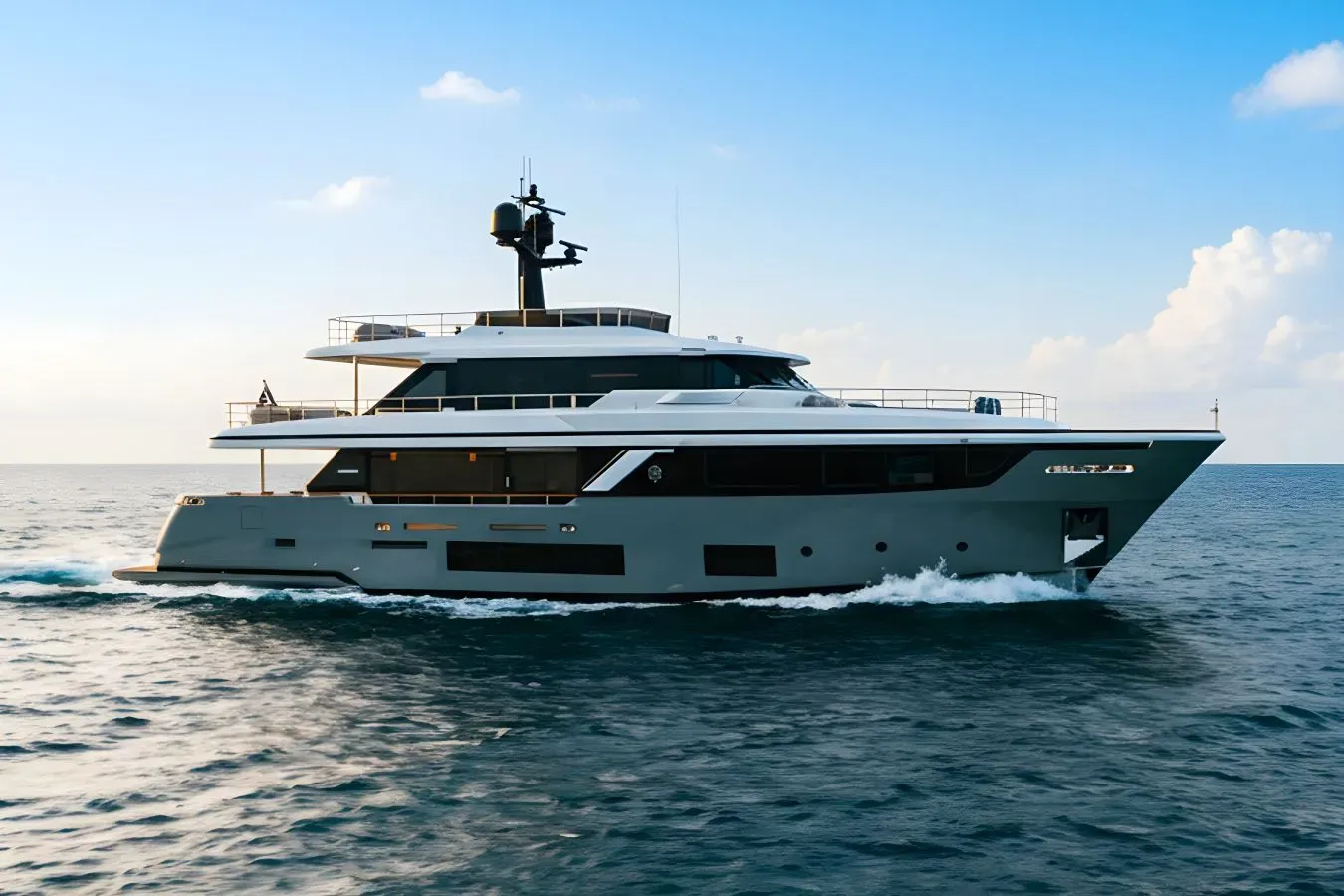 Karma C yacht, a 93 ft Custom Line luxury superyacht underway, 28.43 meters, built in 2023.