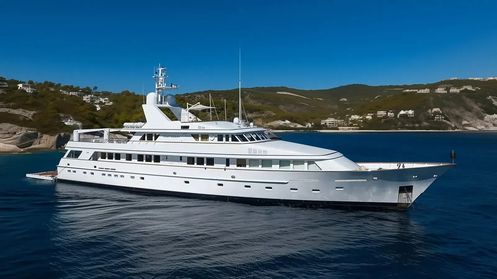 Kassandra yacht, a 155 ft Feadship luxury superyacht underway, 47.5 meters, built in 1989, 2023.