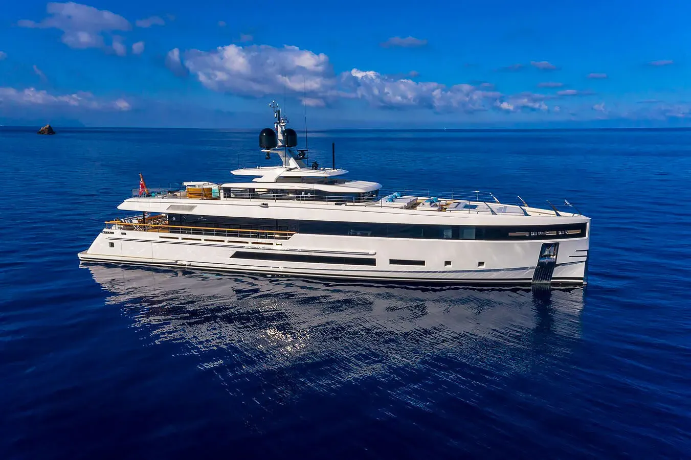 Katana yacht, a 130 ft Baglietto luxury superyacht underway, 39.75 meters, built in 2020.