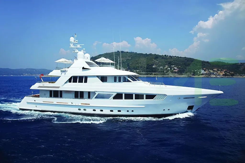 White Kathleen Anne yacht for sale and price, showing the details and features of the interior and exterior available for purchase from LIME Yachts and Brokerage located in Fort Lauderdale Florida.