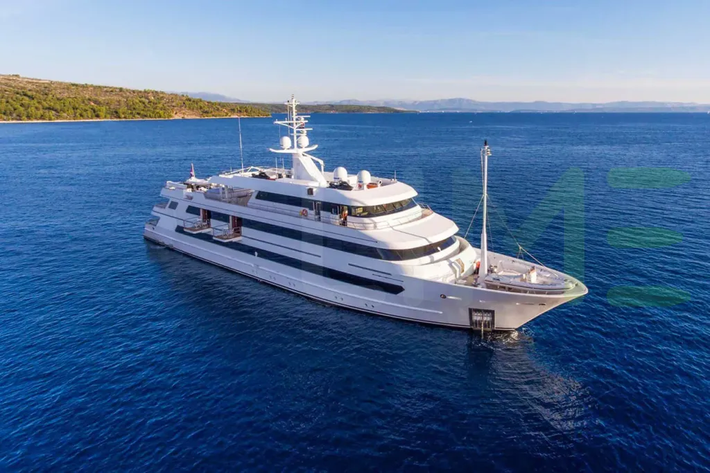 White Katina yacht for sale and price, showing the details and features of the interior and exterior available for purchase from LIME Yachts and Brokerage located in Fort Lauderdale Florida.