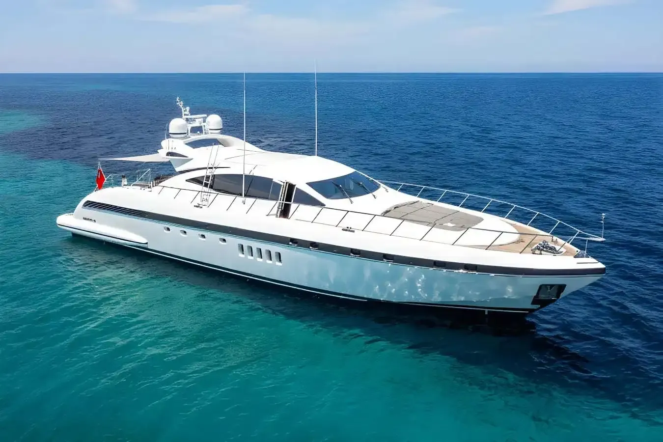 Kawai yacht, a 92 ft Mangusta Yachts luxury superyacht underway, 28.25 meters, built in 2010, 2021.