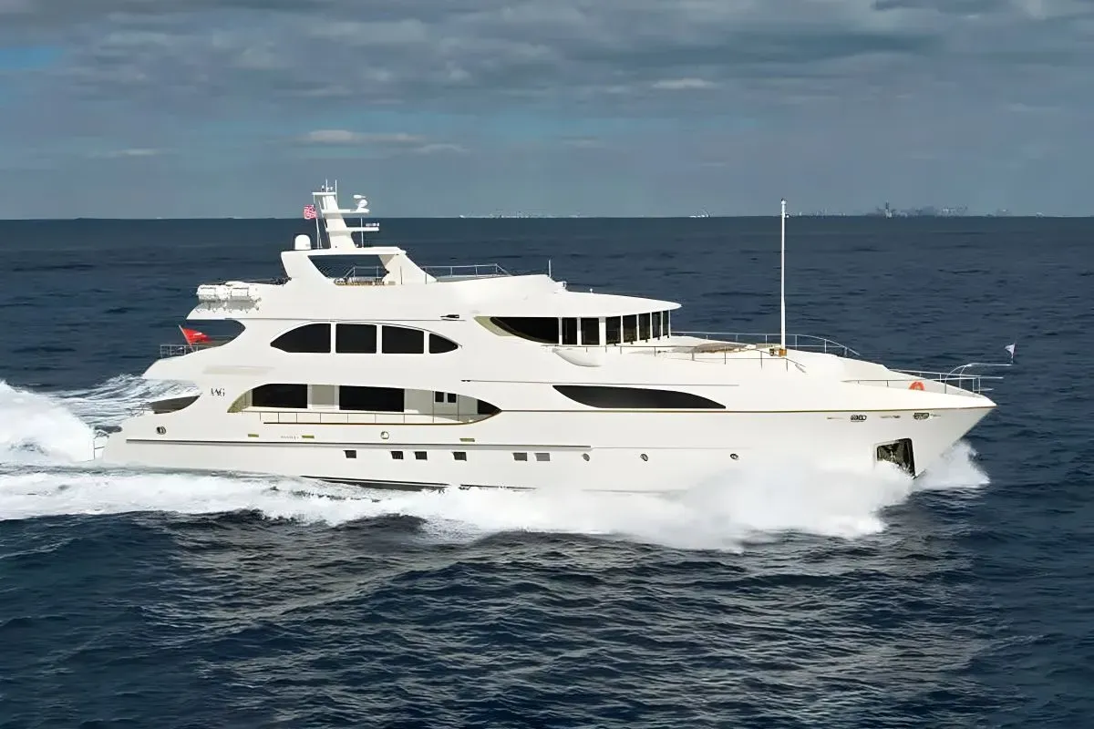 Kimberlie yacht, a 127 ft IAG luxury superyacht underway, 38.71 meters, built in 2010.