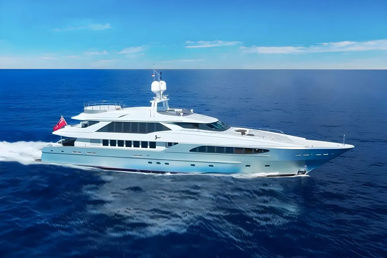 King Louis yacht, a 150 ft Heesen luxury superyacht underway, 46 meters, built in 2003, 2020.