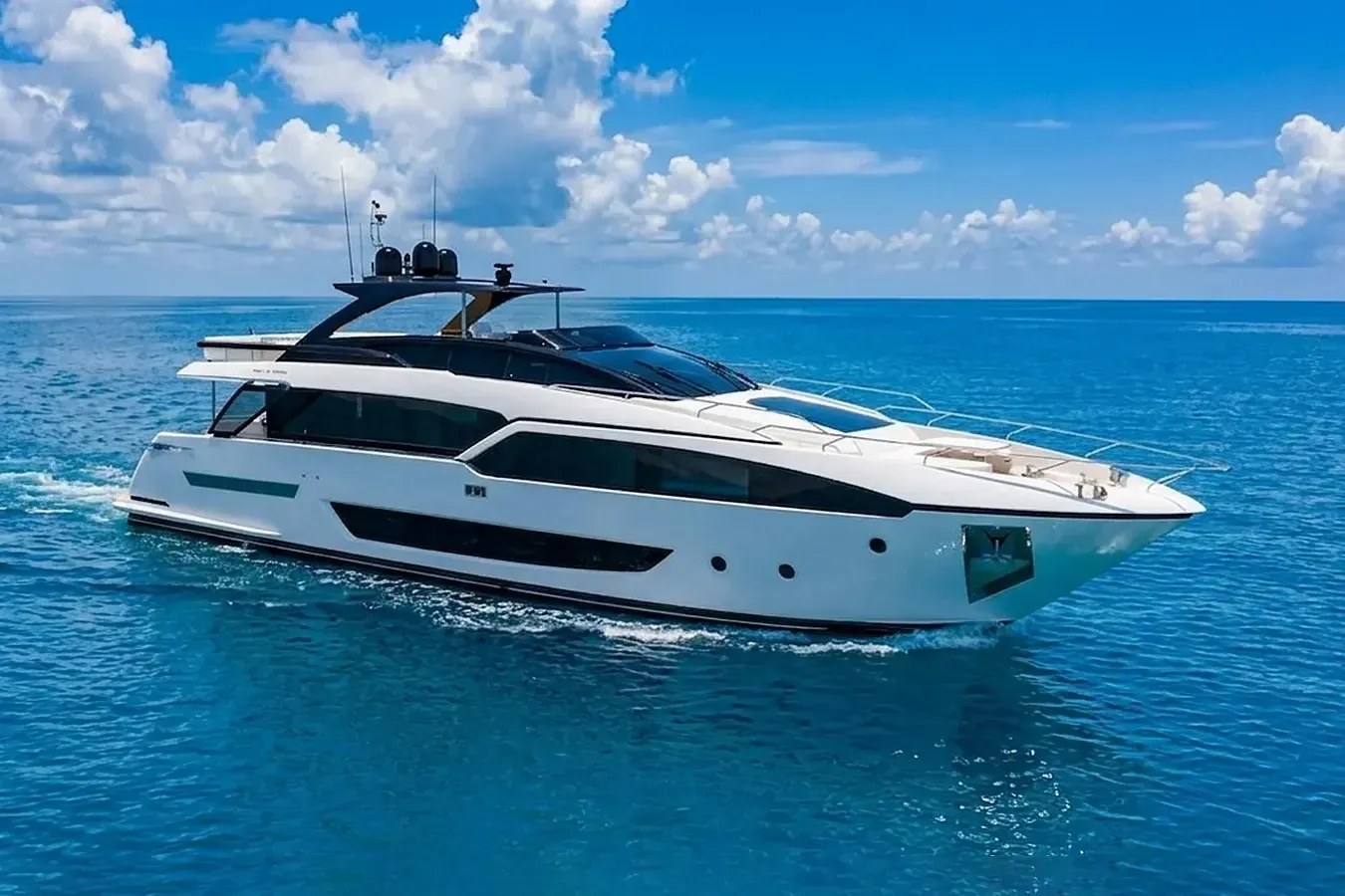 Kiyomizu yacht, a 88 ft Riva luxury superyacht underway, 27 meters, built in 2020.