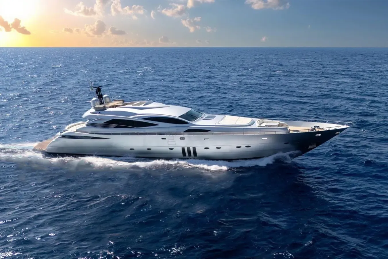 Kolaha Two 115 ft yacht (35m) Pershing for sale. Price, plans, specifications, builder. One of twelve top luxury yachts.