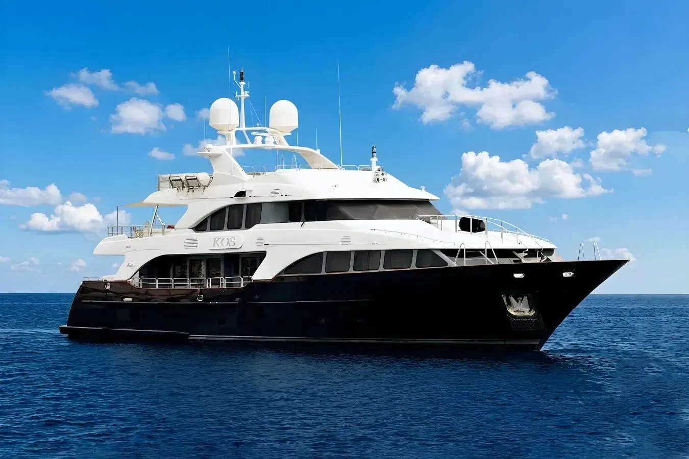 Kos yacht, a 123 ft Benetti luxury superyacht underway, 37.5 meters, built in 2009, 2024.
