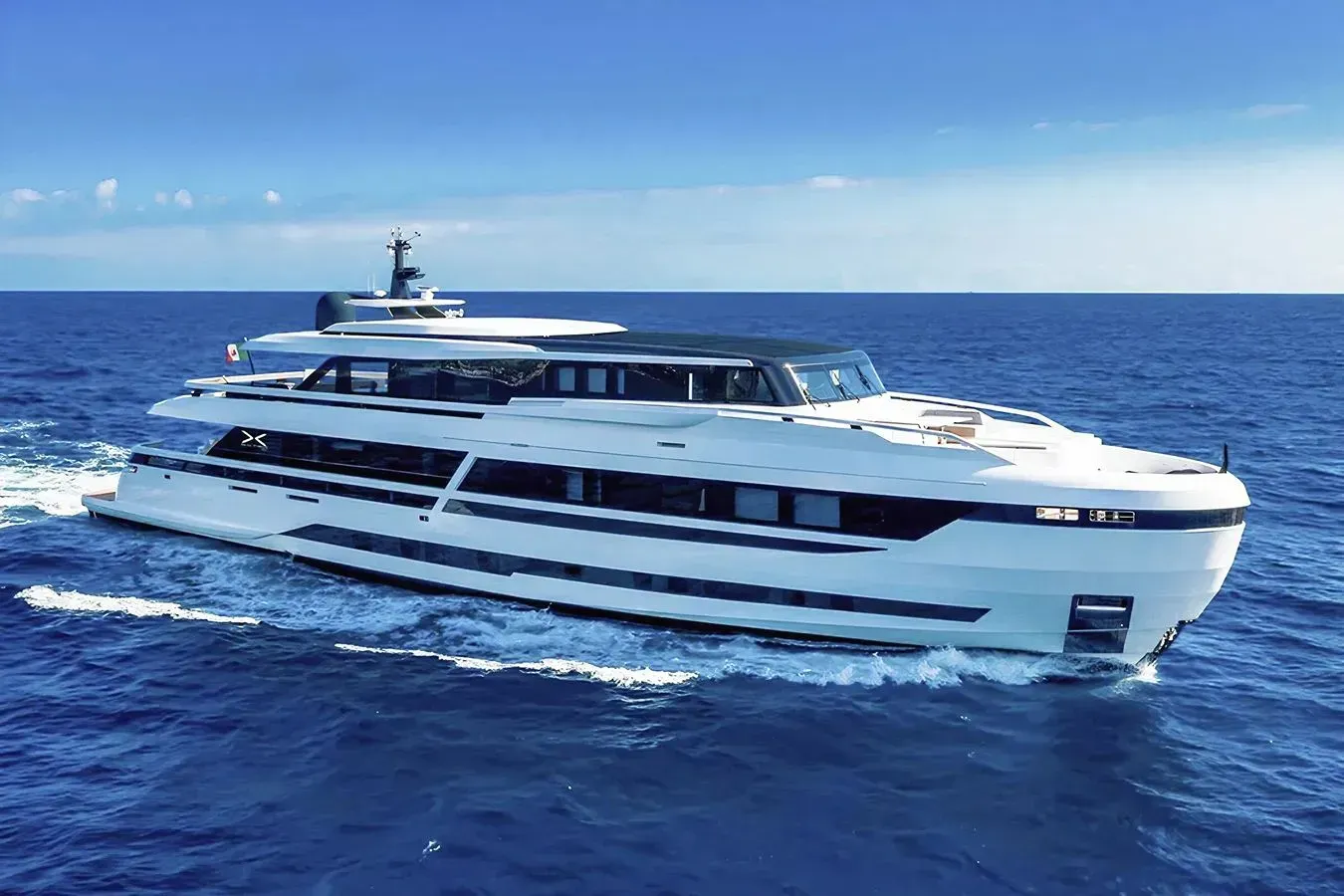 L.A.U.L. yacht, a 129 ft Extra Yachts luxury superyacht underway, 39.6 meters, built in 2019.