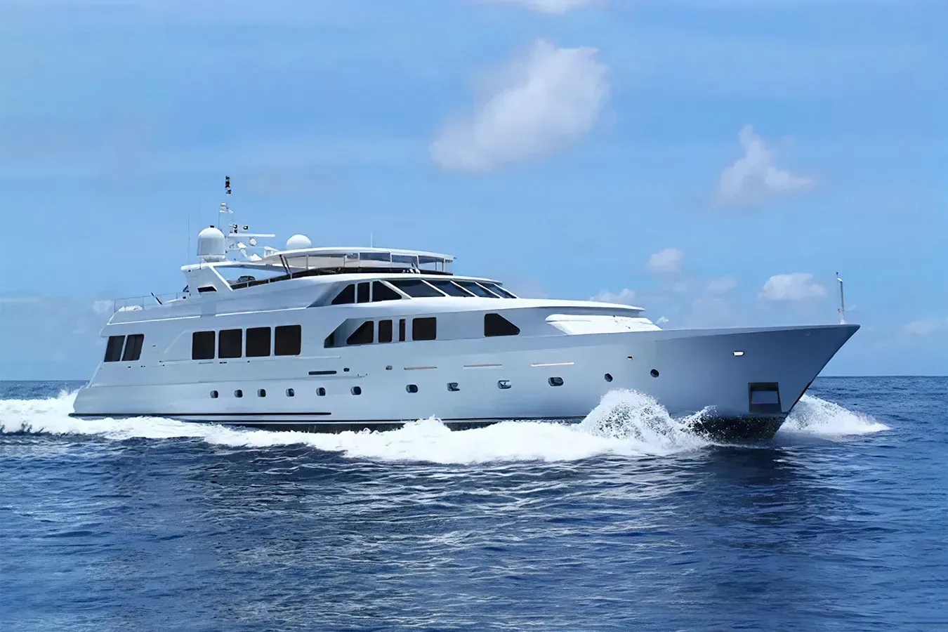 La Sirena yacht, a 141 ft Christensen luxury superyacht underway, 42.98 meters, built in 2000, 2013.