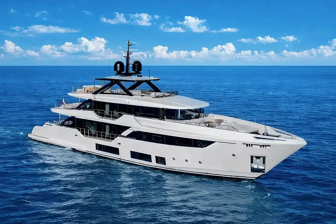 La Vetta yacht, a 127 ft Custom Line luxury superyacht underway, 38.76 meters, built in 2025.