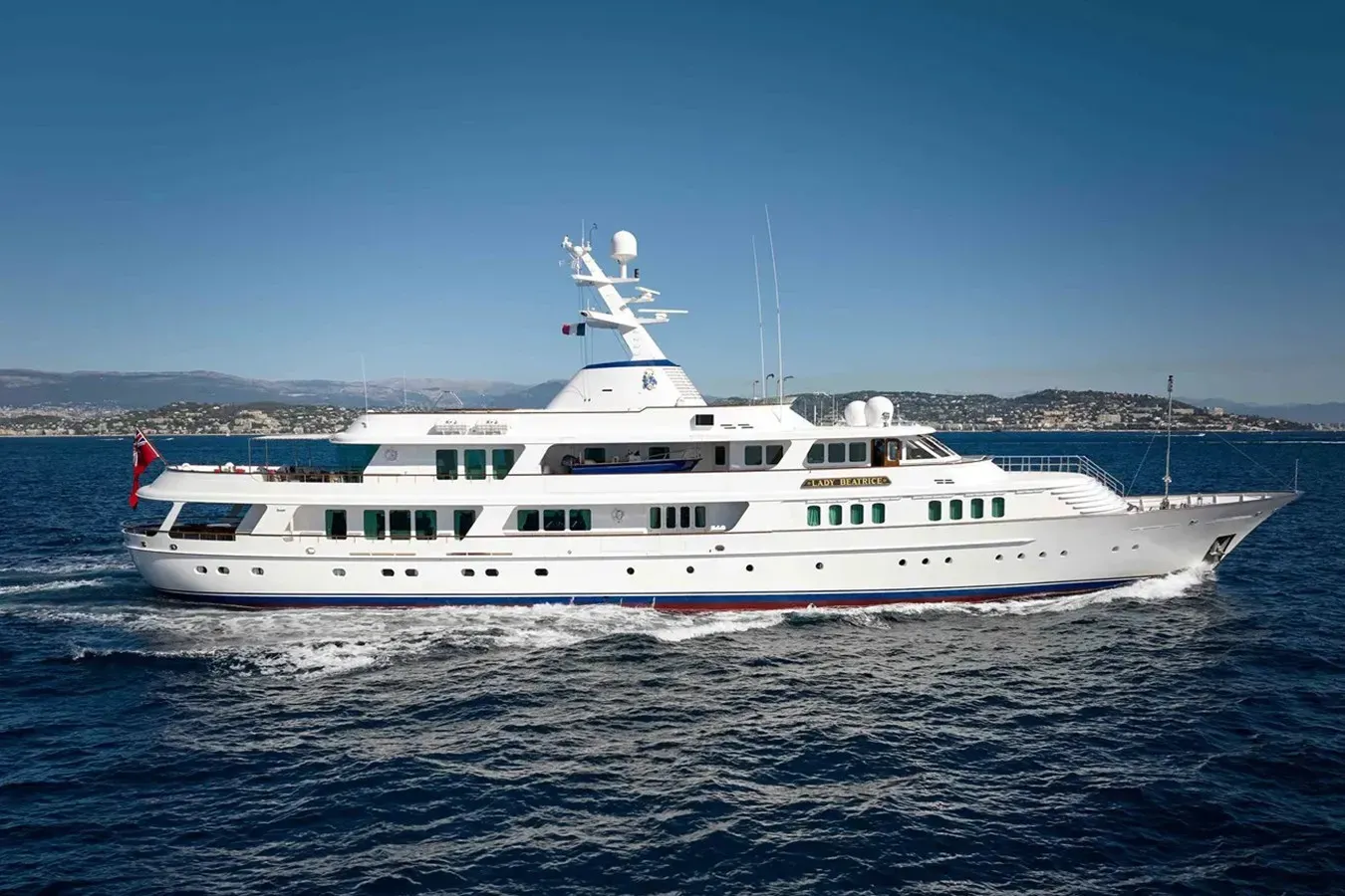 Lady Beatrice yacht, a 196 ft Feadship luxury superyacht underway, 60 meters, built in 1993, 2023.