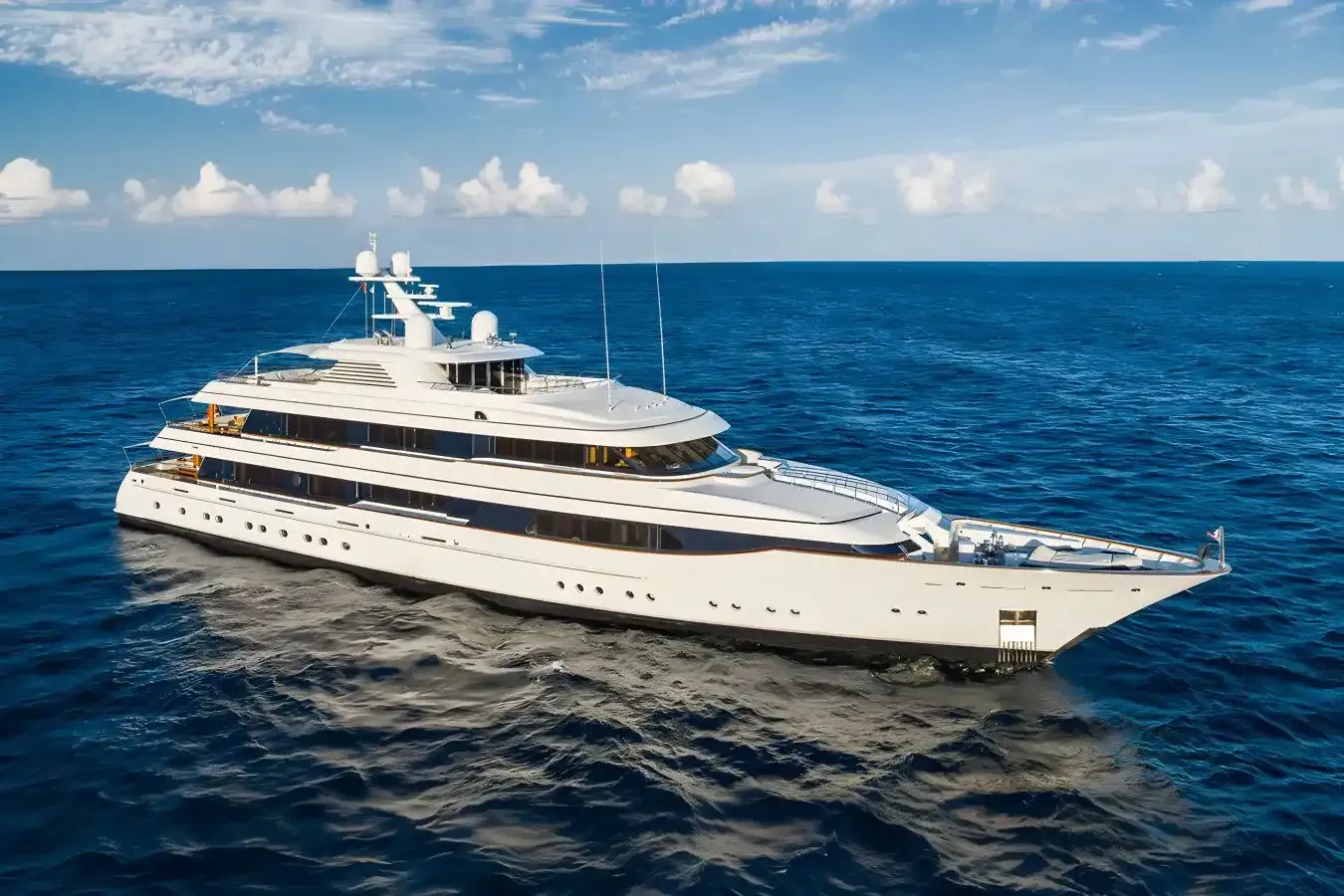 Lady Britt yacht, a 206 ft Feadship luxury superyacht underway, 63 meters, built in 2011.