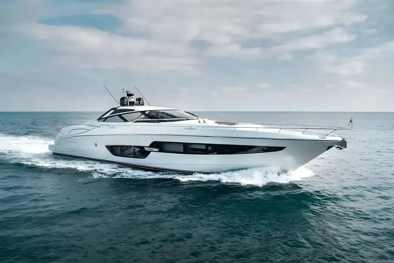 Lady Elkie yacht, a 88 ft Riva luxury superyacht underway, 26.84 meters, built in 2015.