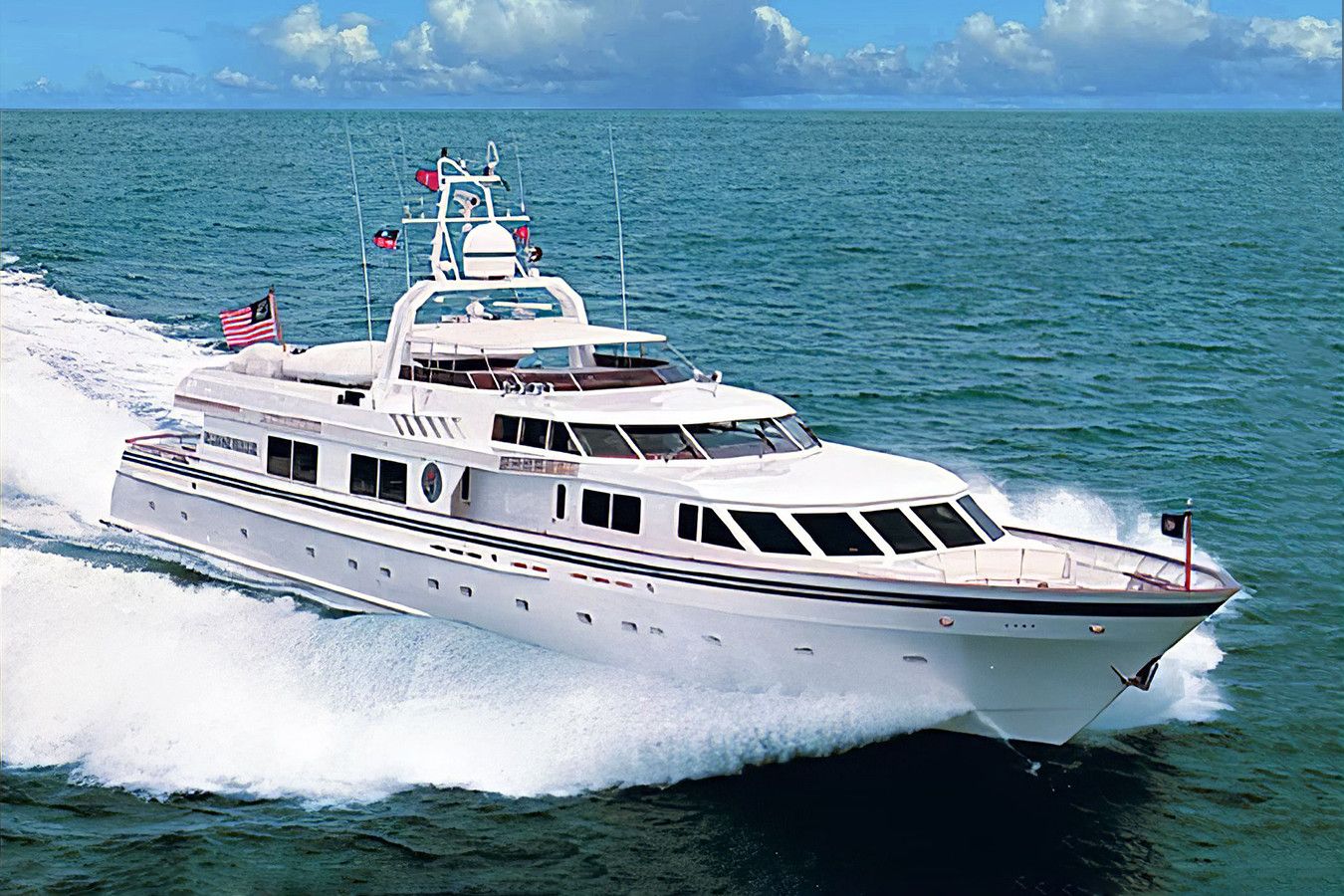 Lady Laura yacht, a 131 ft Abeking - A&R luxury superyacht underway, 40.02 meters, built in 1987, 1994.