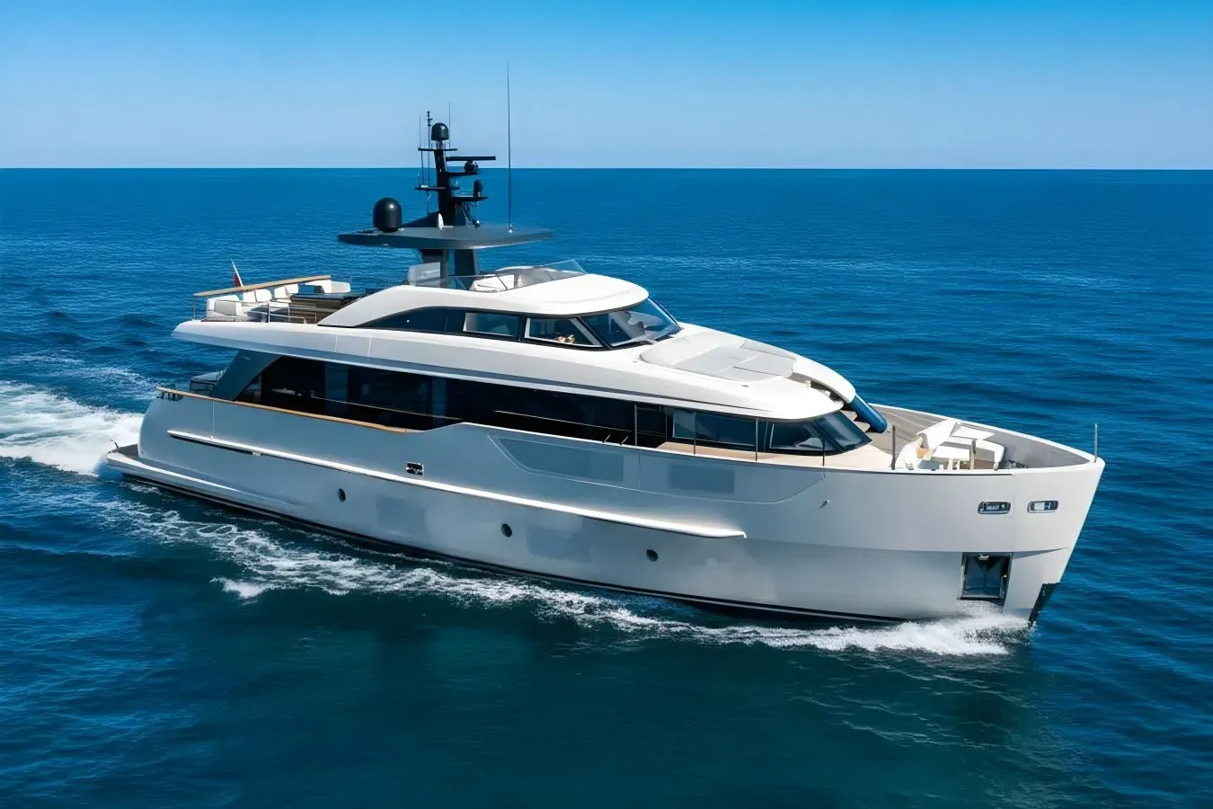 Laila yacht, a 90 ft Sanlorenzo luxury superyacht underway, 27.43 meters, built in 2023.