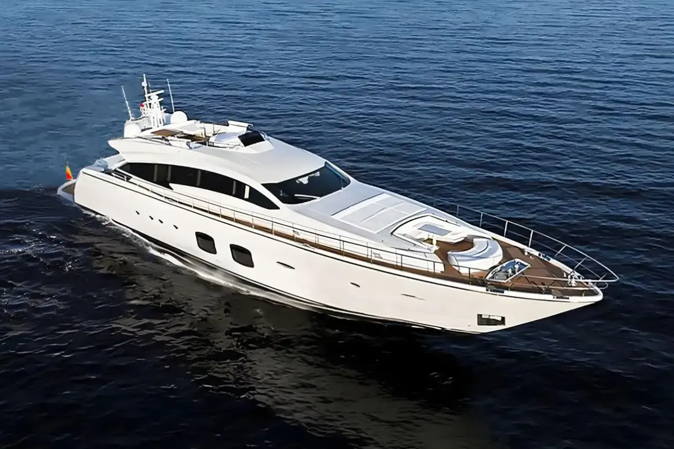 Le Caprice IV yacht, a 108 ft Pershing luxury superyacht underway, 33 meters, built in 2011.