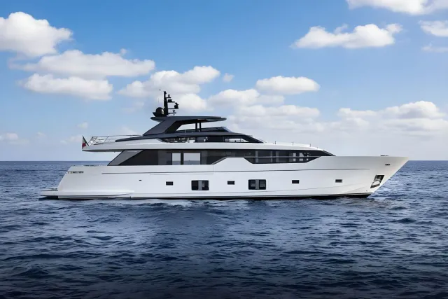Le Gypsy yacht, a 104 ft Sanlorenzo luxury superyacht underway, 31.8 meters, built in 2018.