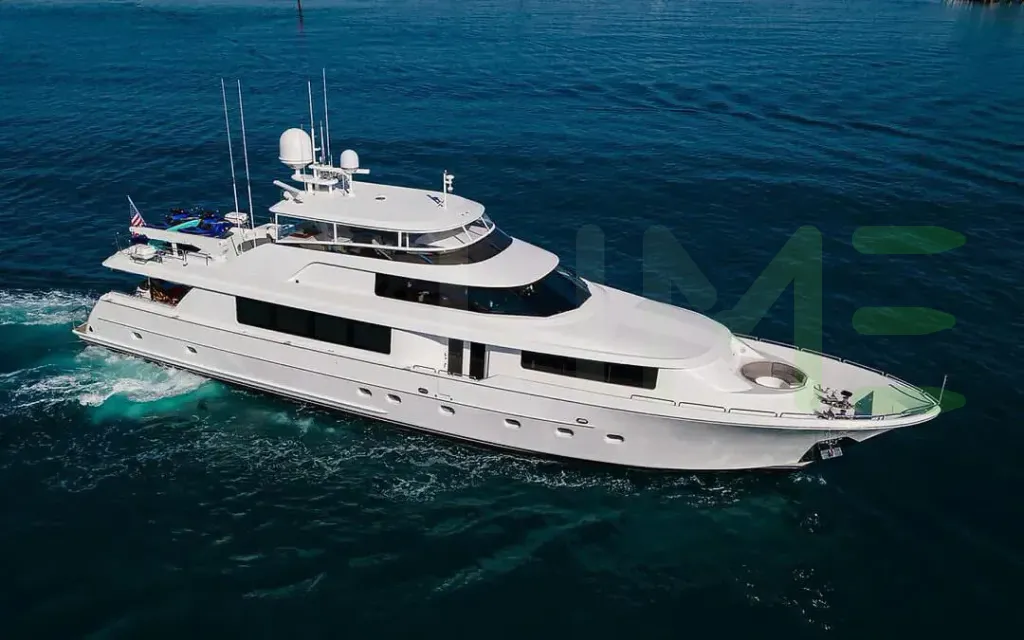 White Libertas yacht for sale and price, showing the details and features of the interior and exterior available for purchase from LIME Yachts and Brokerage located in Fort Lauderdale Florida.
