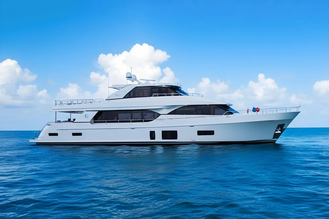 Liberty yacht, a 100 ft Ocean Alexander luxury superyacht underway, 30.53 meters, built in 2017.