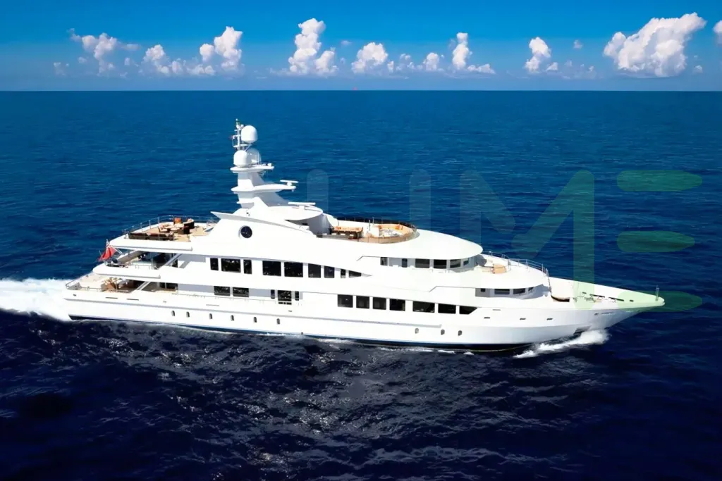 White Lucky Lady yacht for sale and price, showing the details and features of the interior and exterior available for purchase from LIME Yachts and Brokerage located in Fort Lauderdale Florida.