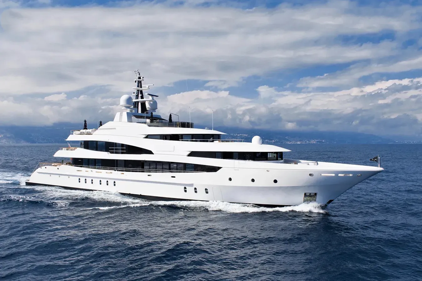 Ludzie yacht, a 203 ft Oceanco luxury superyacht underway, 62 meters, built in 2005.