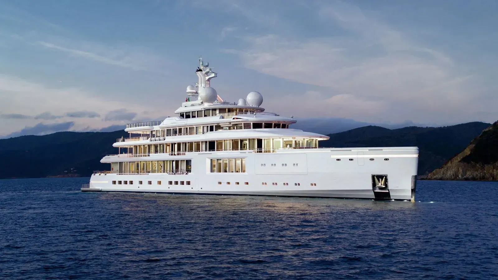 Luminosity yacht, a 353 ft Benetti Yachts luxury superyacht underway, 107.6 meters, built in 2020.
