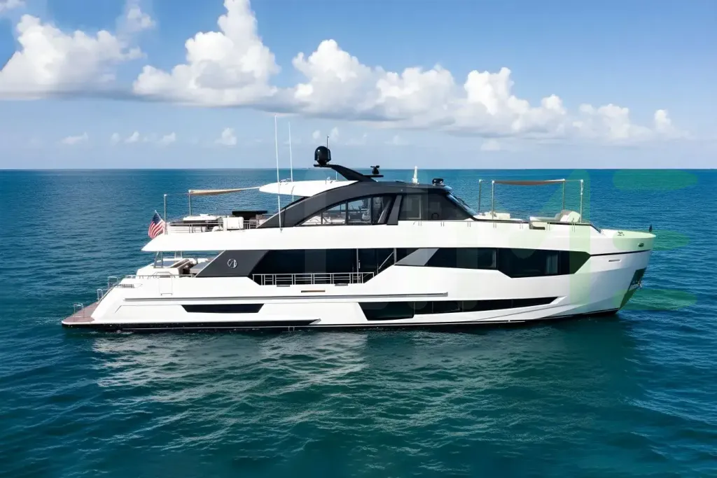 White Luna yacht for sale and price, showing the details and features of the interior and exterior available for purchase from LIME Yachts and Brokerage located in Fort Lauderdale Florida.