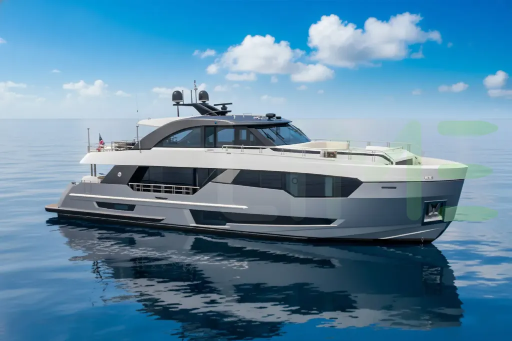 White Magio yacht for sale and price, showing the details and features of the interior and exterior available for purchase from LIME Yachts and Brokerage located in Fort Lauderdale Florida.