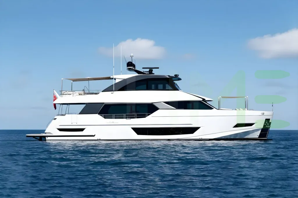 White Makoro yacht for sale and price, showing the details and features of the interior and exterior available for purchase from LIME Yachts and Brokerage located in Fort Lauderdale Florida.