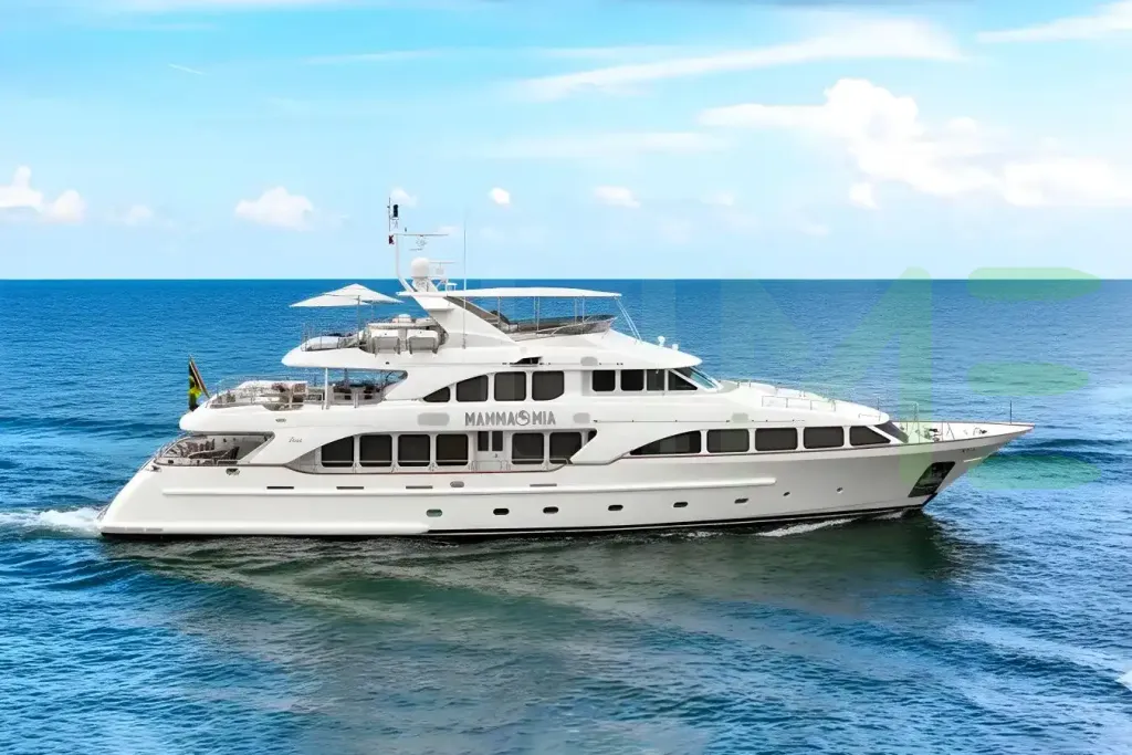 White Mamma Mia yacht for sale and price, showing the details and features of the interior and exterior available for purchase from LIME Yachts and Brokerage located in Fort Lauderdale Florida.