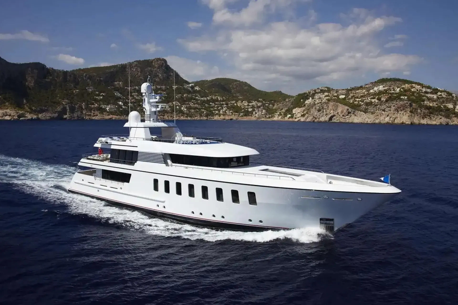 Megan yacht, a 146 ft Feadship luxury superyacht underway, 44.65 meters, built in 2011, 2014.
