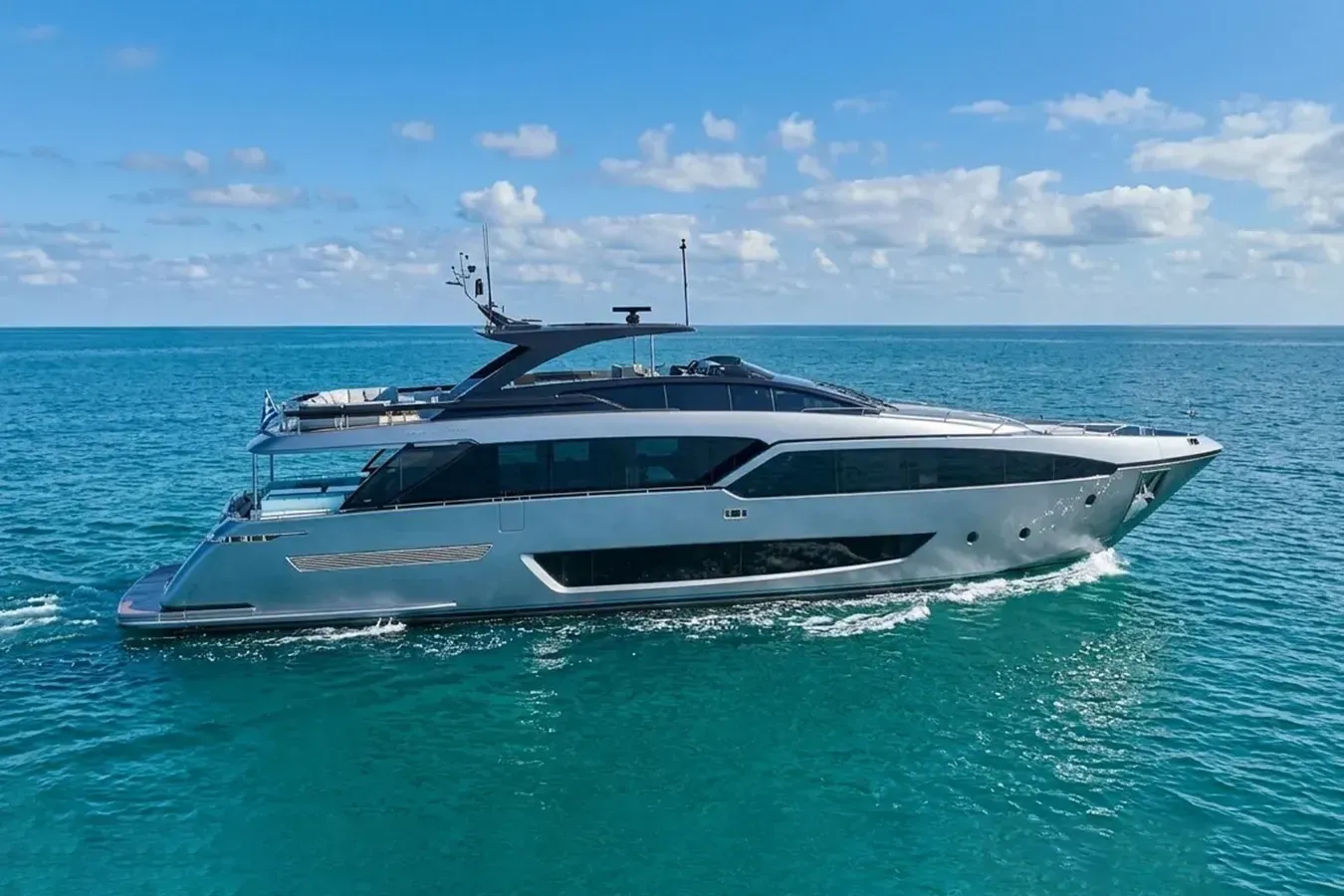 Menangio X yacht, a 93 ft Riva luxury superyacht underway, 28.49 meters, built in 2025.