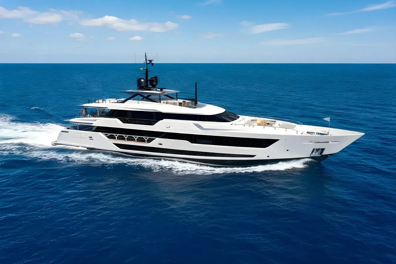 Miotu yacht, a 139 ft Custom Line luxury superyacht underway, 42.61 meters, built in 2022.