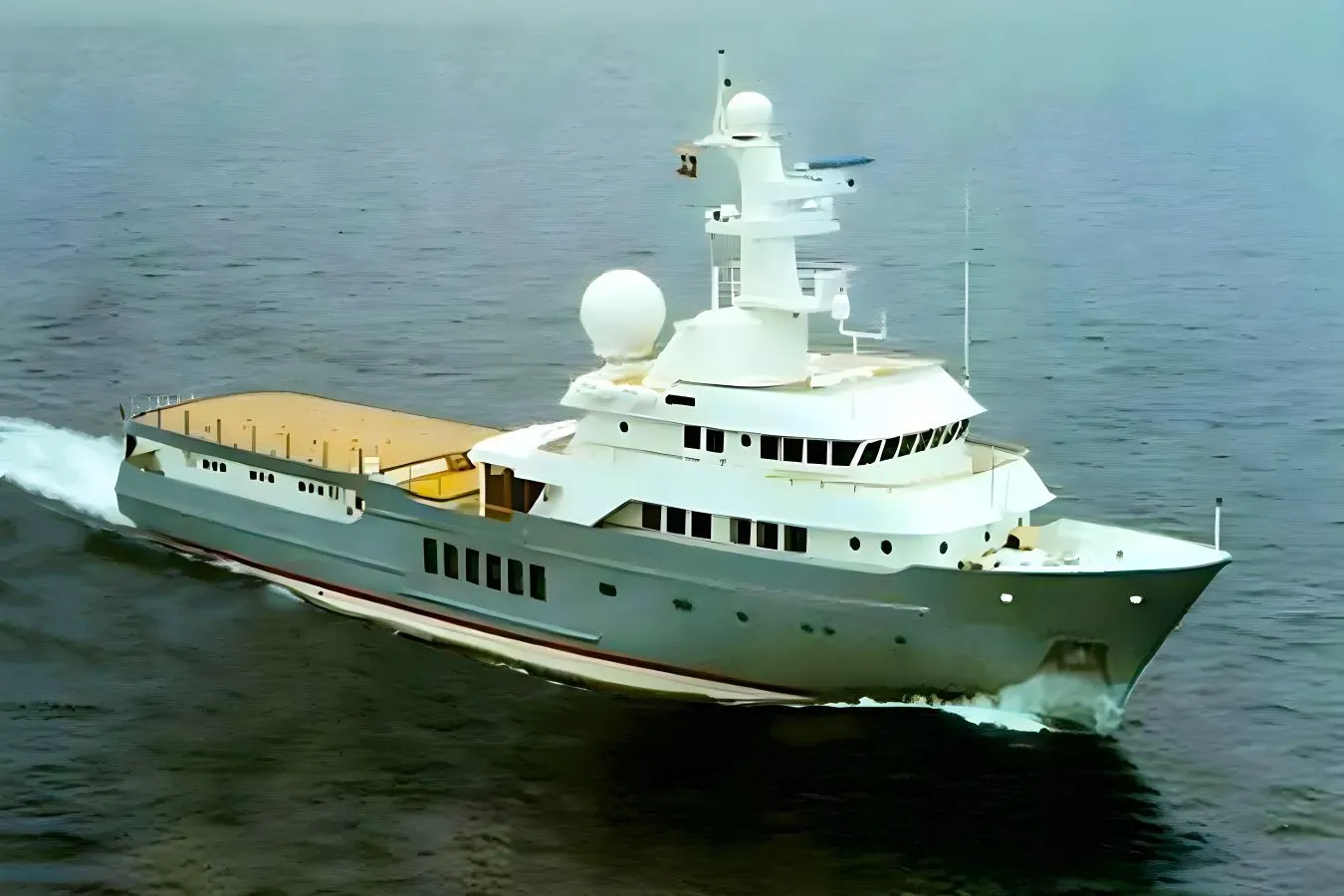 MMM yacht, a 160 ft Amels luxury superyacht underway, 49 meters, built in 1993, 2014.