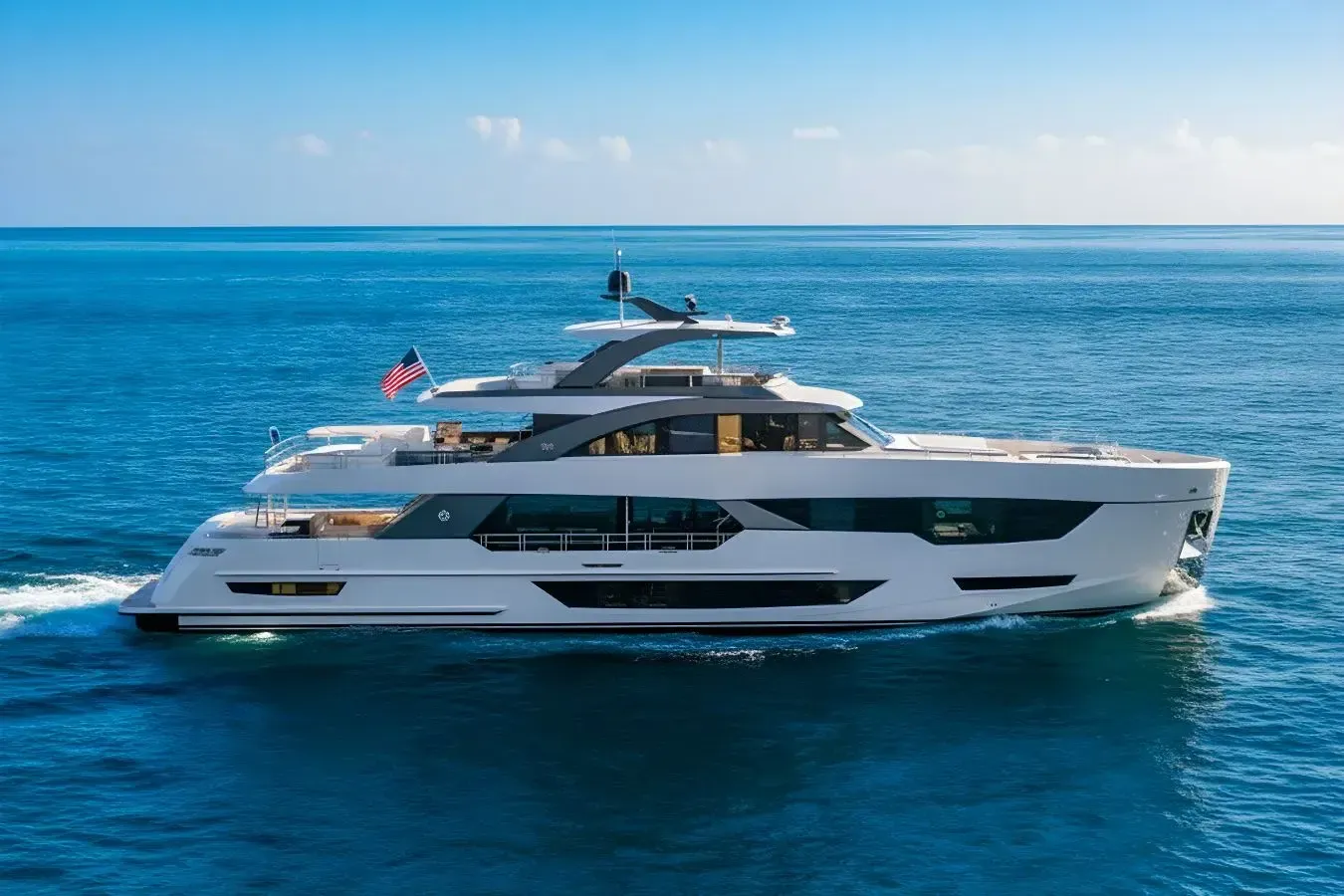 Möbius yacht, a 116 ft Ocean Alexander luxury superyacht underway, 35.6 meters, built in 2024.