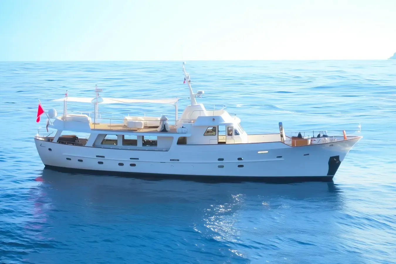 Monara yacht, a 84 ft Feadship luxury superyacht underway, 25.81 meters, built in 1969, 2016.