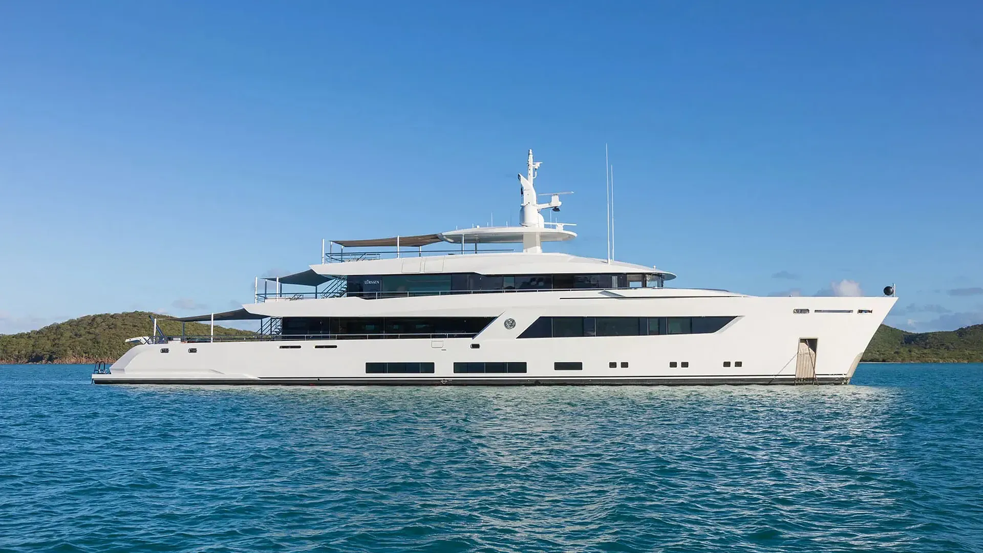 Moon Sand yacht, a 182 ft Lürssen luxury superyacht underway, 55.5 meters, built in 2021, 2024.