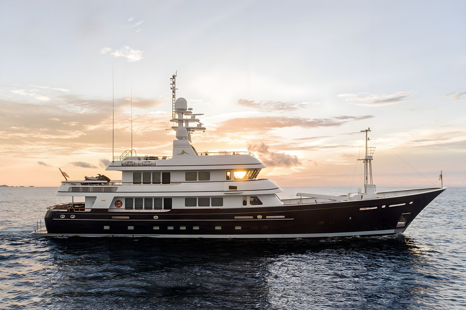 Moonshadow yacht, a 139 ft Feadship luxury superyacht underway, 42.6 meters, built in 2003, 2023.
