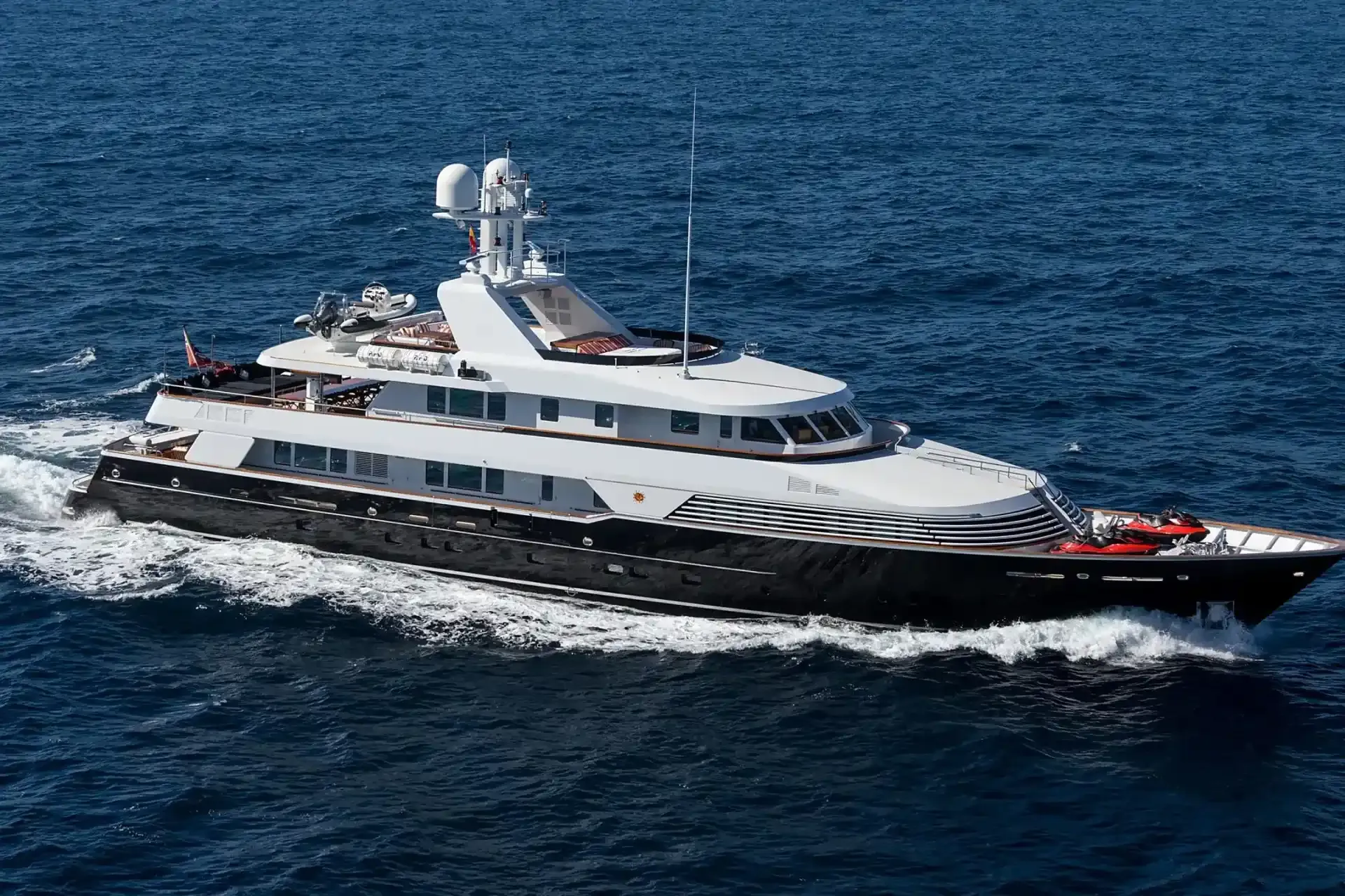 MP5 yacht, a 148 ft Feadship luxury superyacht underway, 45.2 meters, built in 1989, 2012.